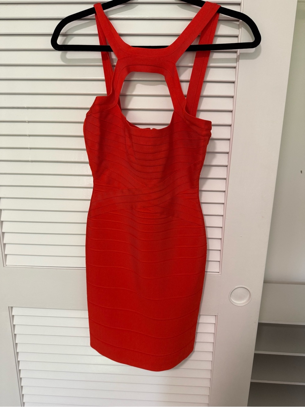 Herve Leger Vibrant Red Bandage Cutout Mini Dress